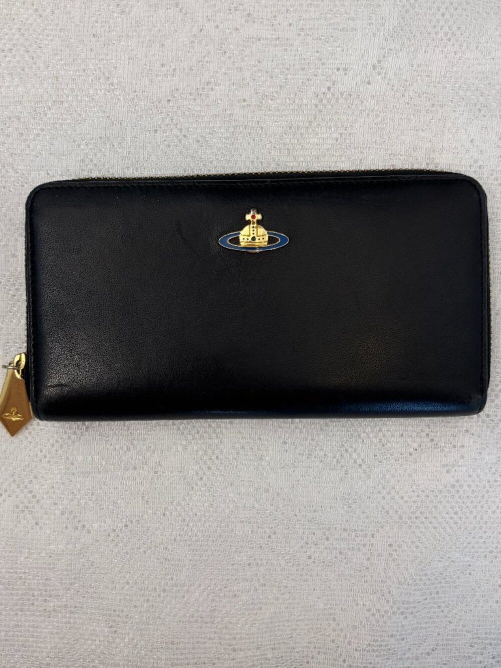 Vivienne Westwood Black Leather Wallet w/ Orb